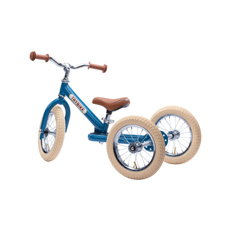 Vintage Blue Trybike 12 inch spoked steel wheels with pneumatic tyres