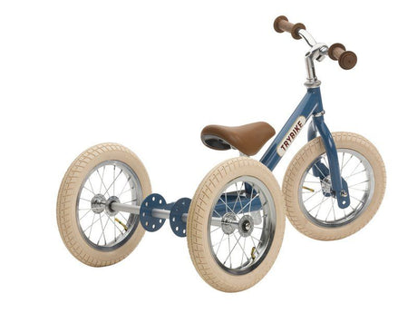 Vintage Blue Trybike unique footrest for learning to balance
