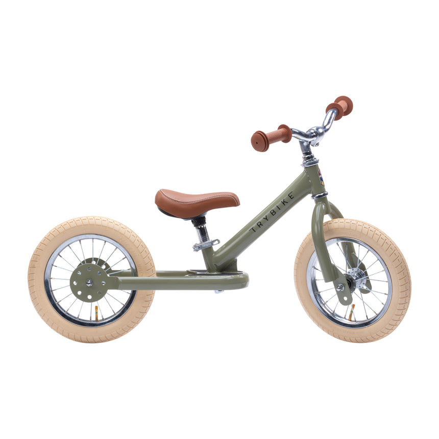 Vintage Green Trybike in tricycle mode for young toddlers