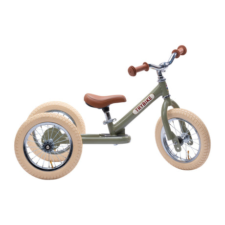 Vintage Green Trybike converted into balance bike mode