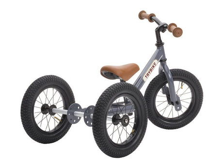 Vintage Grey Trybike 12 inch spoked steel wheels with pneumatic tyres