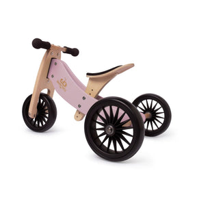 Kinderfeets Tiny Tot Plus 2-in-1 trike in Lavender – dusty pink wooden three-wheel toddler bike