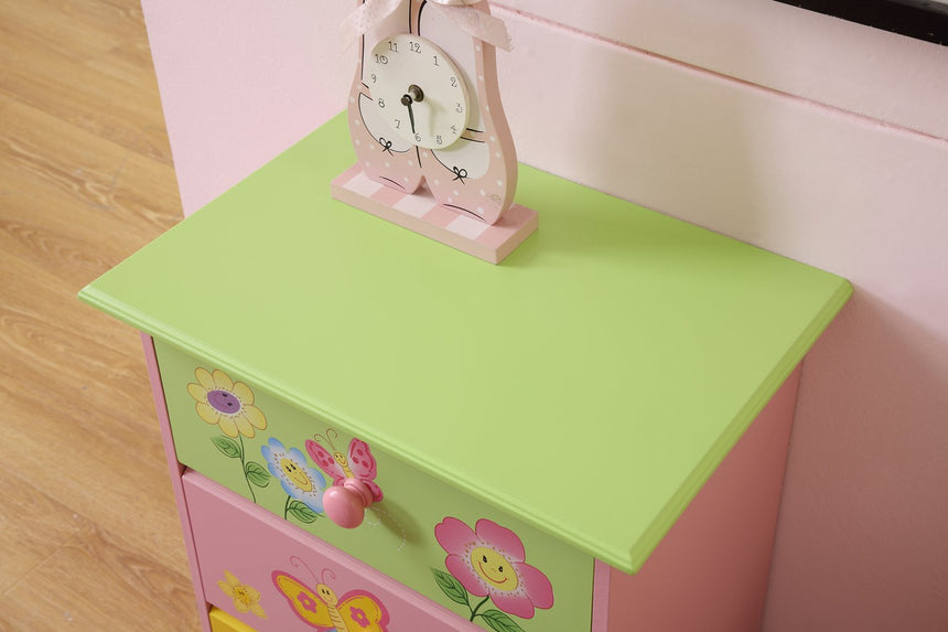 Angled view of TY10060 Olivia Fairy girls bedside table