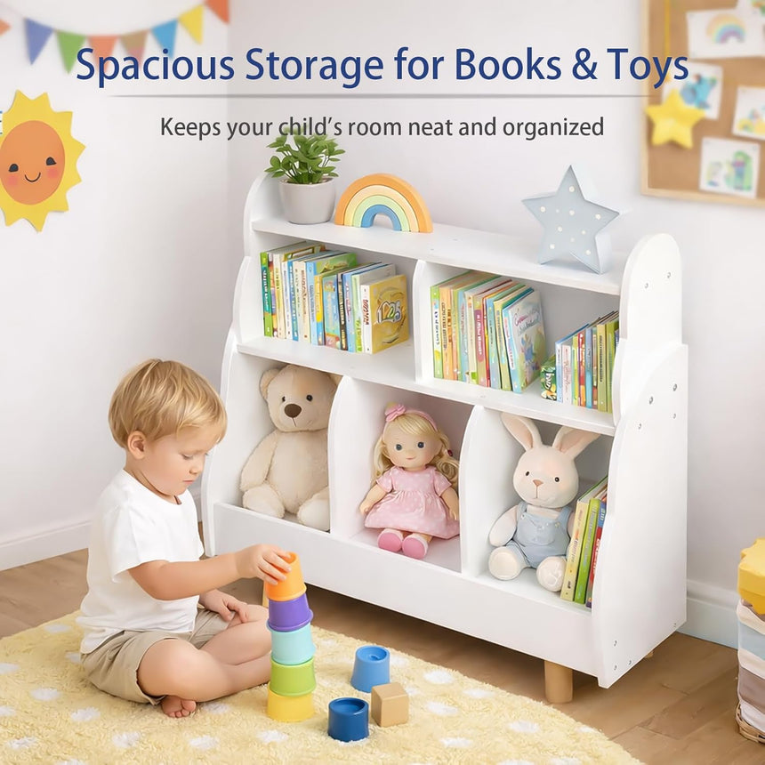 All 4 Kids Ellis Bookshelf with Toy Storage Cube
