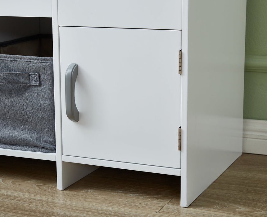 All 4 Kids Theodore White Book Case with Storage and Cushion
