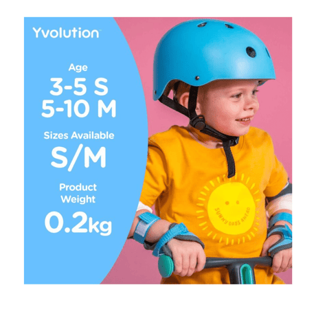 Blue Yvolution kids wrist guards with adjustable velcro straps