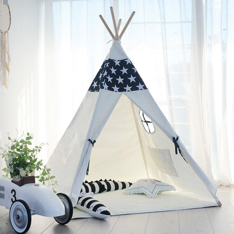 ALL 4 KIDS Liam Large Cotton Canvas Kids Blue Star Teepee Tent
