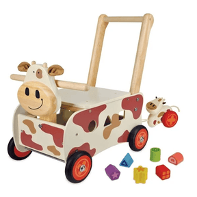I'm Toy Walk and Ride Cow Sorter wooden baby walker and ride-on