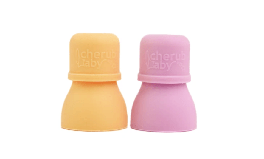 Cherub Baby Silicone Food Pouch Soft Spouts 2PK - Peach/Blush