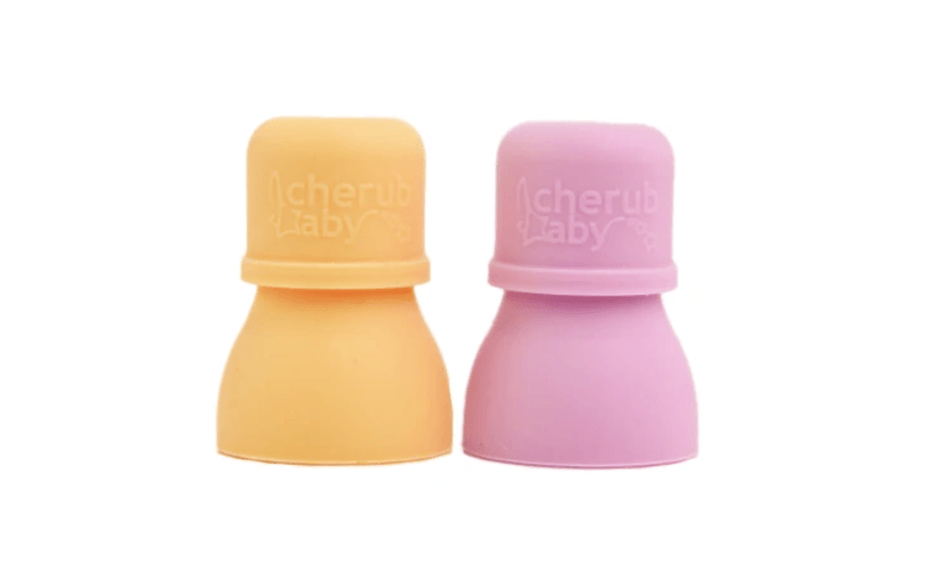 Cherub Baby Silicone Food Pouch Soft Spouts 2PK - Peach/Blush