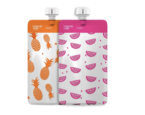 Cherub Baby On the Go Reusable Food Pouch Minis - Neon Melon & Hot Pineapple 10 pack