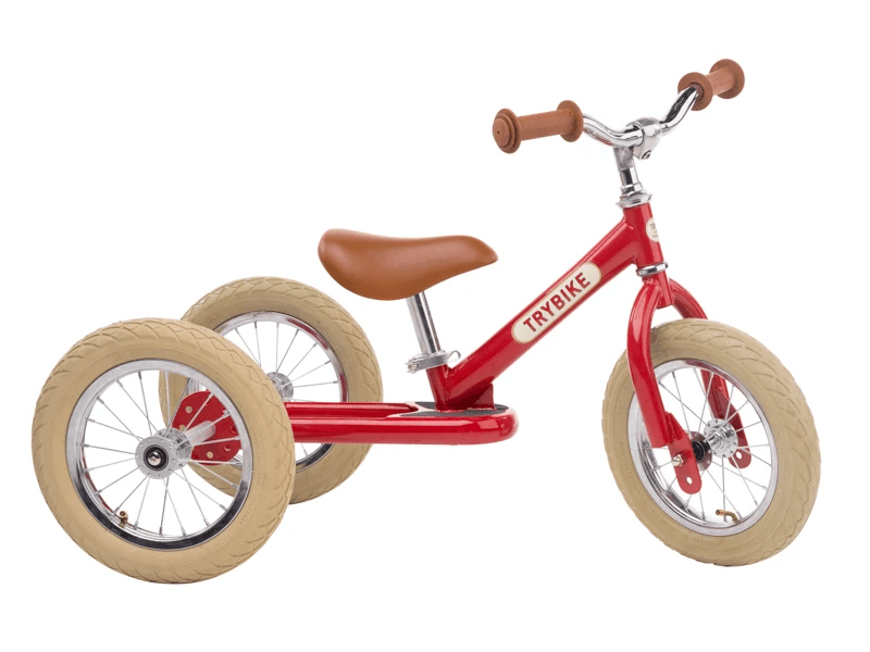Trybike 2 in 1 Steel Balance Bike and Tricycle - Vintage Red