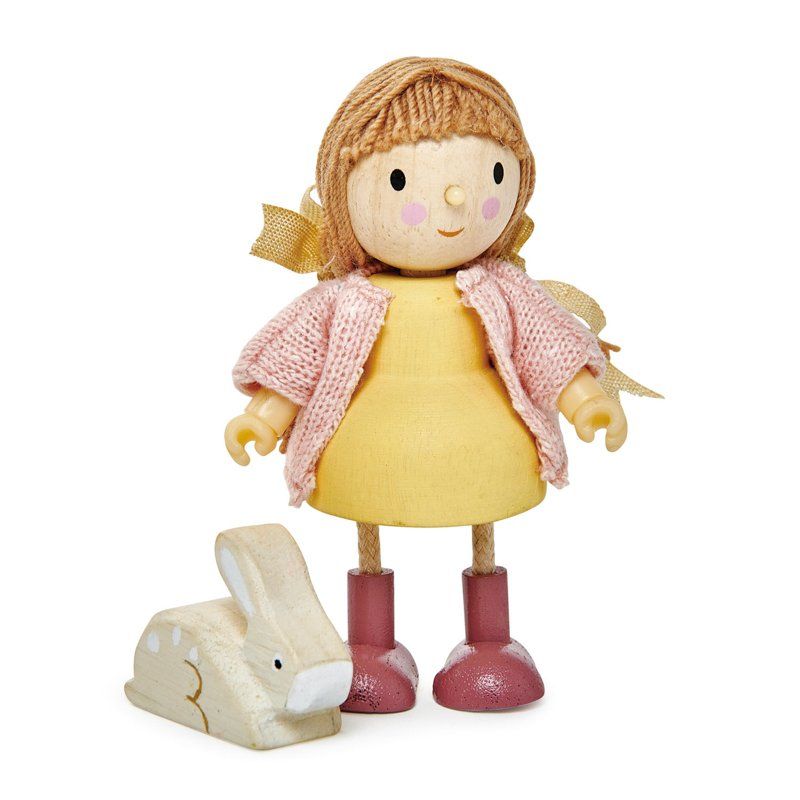 Tender Leaf Toys Miniture Doll Amy with Flexible Limbs & Her Rabbit